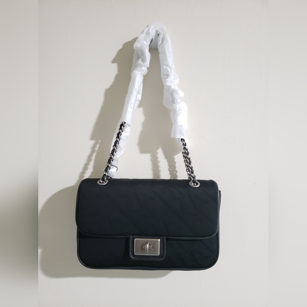NWT Karl Lagerfeld Agyness Small Nylon Shoulder Bag Black